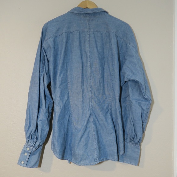 Lauren Ralph Lauren Tie Front Chambray Shirt Long Sleeve ASO Darla Queen Sugar - Picture 6 of 10